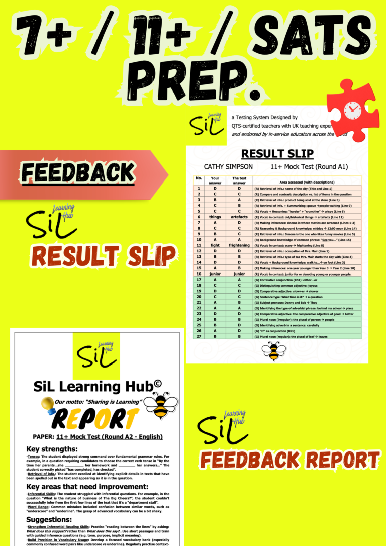 SiL Learning Hub - Sample Result Slip & Feedback Report - for Learning Hub Website